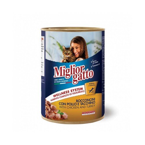 Morando - Μπουκιές Migliorgatto 405γρ Κοτόπουλο Γαλοπούλα, 1296 τεμάχια (παλέτα)