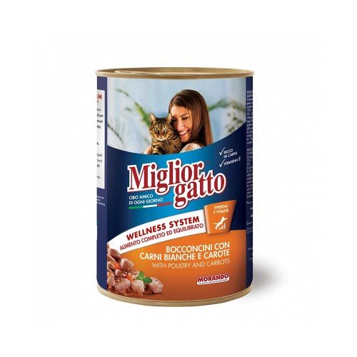 Morando - Μπουκιές Migliorgatto 405γρ Καρότα με Κρέας, 1296 τεμάχια (παλέτα)