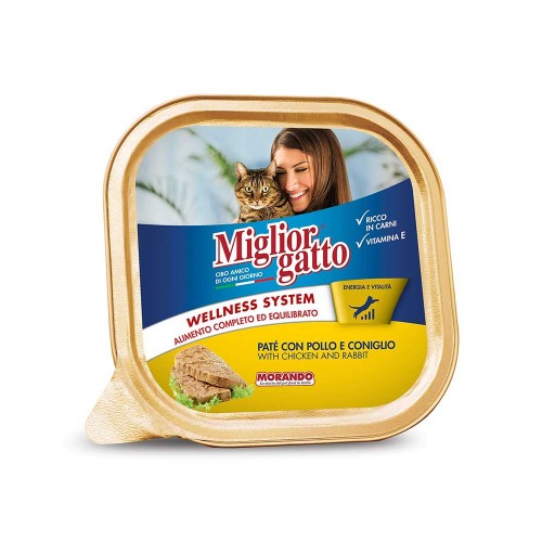 Morando - Δίσκος Migliorgatto 100γρ Κοτόπουλο Κουνέλι, 3840 τεμάχια (παλέτα)