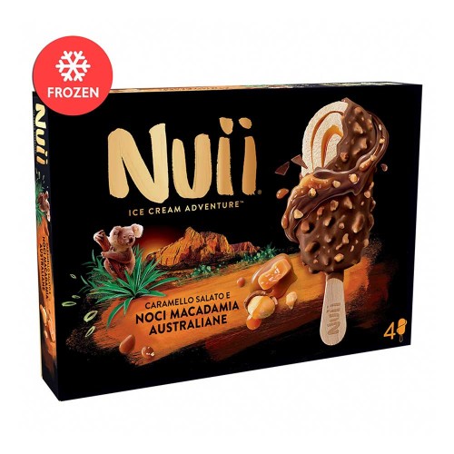Nuii - 4τμχ x68gr αλατισμένη καραμέλα & Macademia καρύδια, 864τμχ (παλέτα)