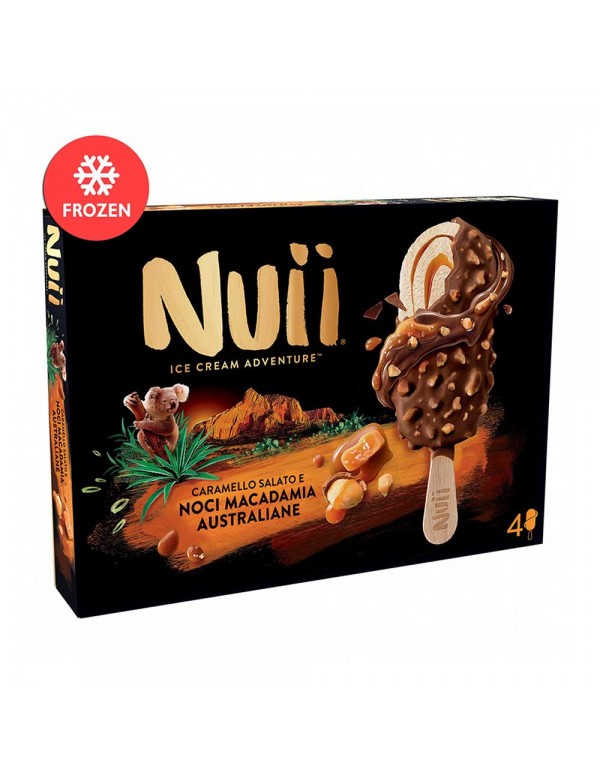 Nuii - 4τμχ x68gr αλατισμένη καραμέλα & Macademia καρύδια, 864τμχ (παλέτα)