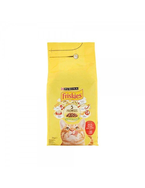 Friskies - Γάτα 2kg για ενήλικες γάτες με μοσχάρι και κοτόπουλο, 192 τεμάχια (παλέτα)