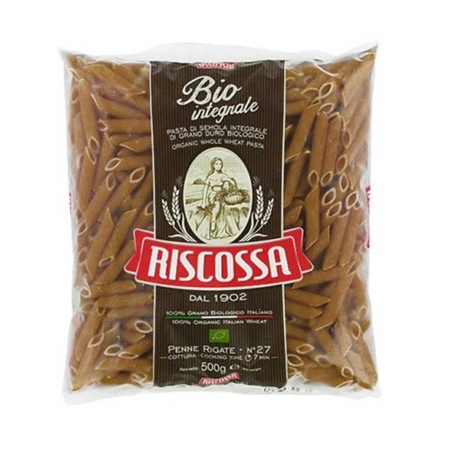 Riscossa - Ζυμαρικά ολικής αλέσεως n°027 Penne Rigate Bio 500gr, 2000τμχ (παλέτα)