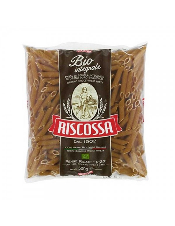 Riscossa - Ζυμαρικά ολικής αλέσεως n°027 Penne Rigate Bio 500gr, 2000τμχ (παλέτα)