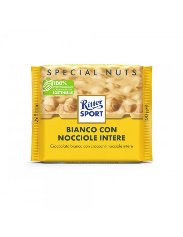Ritter Sport - 100gr Λευκή με Ολόκληρα Φουντούκια, 4000τμχ (παλέτα)