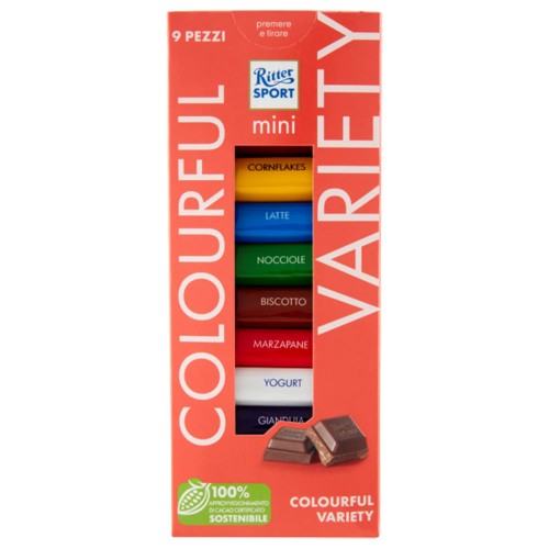 Ritter Sport - Μίνι Πύργος 150γρ Πολύχρωμος Ποικιλία, 1440τμχ (παλέτα)
