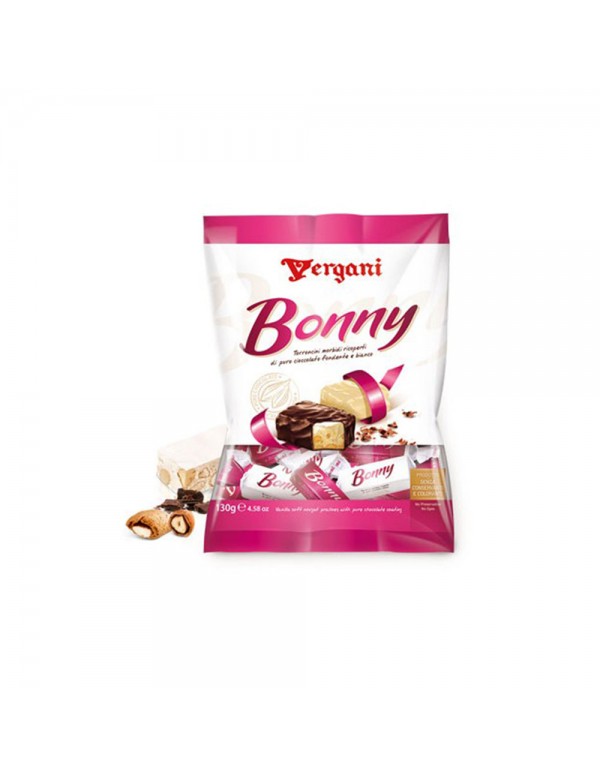 Vergani - Nougat Bonny 130gr Απαλή Επικάλυψη με Λευκή & Μαύρη Σοκολάτα, 1440τμχ (παλέτα)