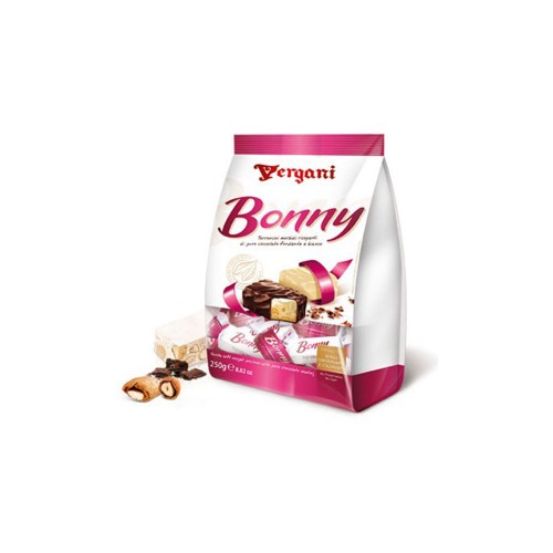 Vergani - Nougat Bonny 250gr Απαλή Επικάλυψη με Λευκή & Μαύρη Σοκολάτα, 1440τμχ (παλέτα)