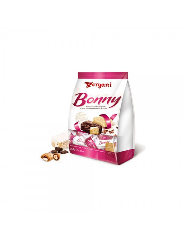Vergani - Nougat Bonny 250gr Απαλή Επικάλυψη με Λευκή & Μαύρη Σοκολάτα, 1440τμχ (παλέτα)