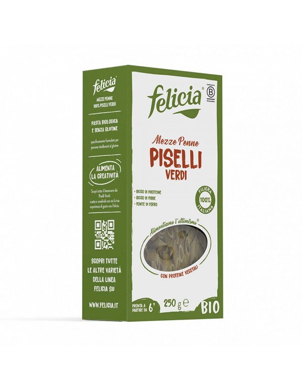 Felicia - Ζυμαρικά Bio Mezze Penne 250γρ Πράσινα Αρακά, 1152 τεμάχια (παλέτα)