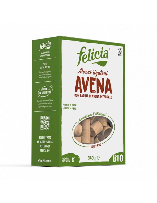Felicia - Βιολογικά Ζυμαρικά Mezzi Rigatoni 340gr Βρώμη, 480τμχ (παλέτα)