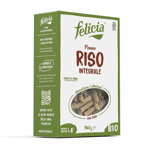 Felicia - Ζυμαρικά Bio Penne 340γρ Ρύζι Ολικής Άλεσης, 756 τεμάχια (παλέτα)