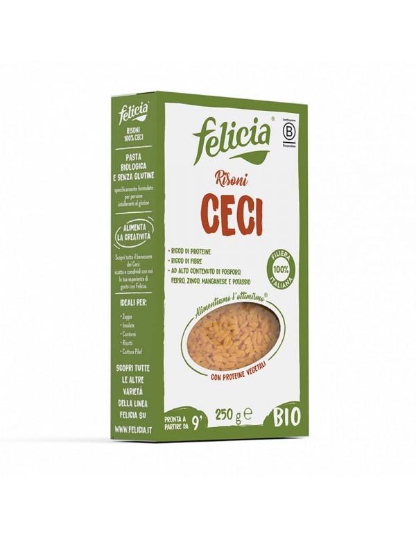 Felicia - Ζυμαρικά Bio Risoni 250γρ Ρεβίθια, 1728 τεμάχια (παλέτα)