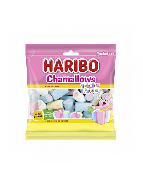 Haribo - 50gr Chamallows Tubular Colors, 384τμχ (παλέτα)