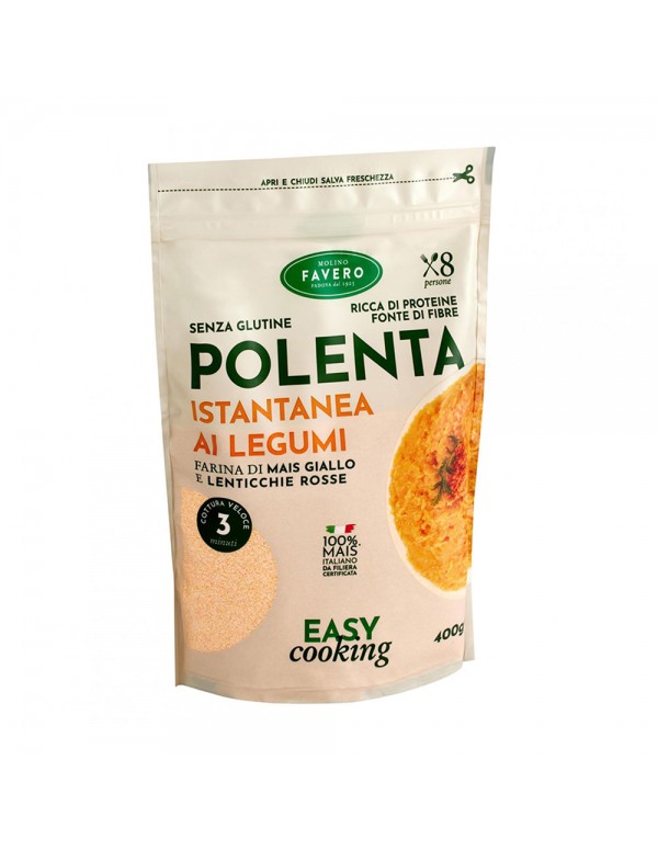 Molino - Favero Instant Polenta 400gr Όσπρια Κόκκινες Φακές, 720τμχ (παλέτα)