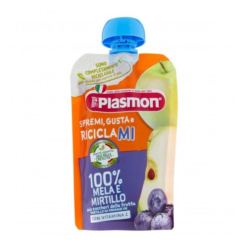 Plasmon - Μήλο & Μύρτιλο Squeeze and Taste 100gr, 2184τμχ (παλέτα)