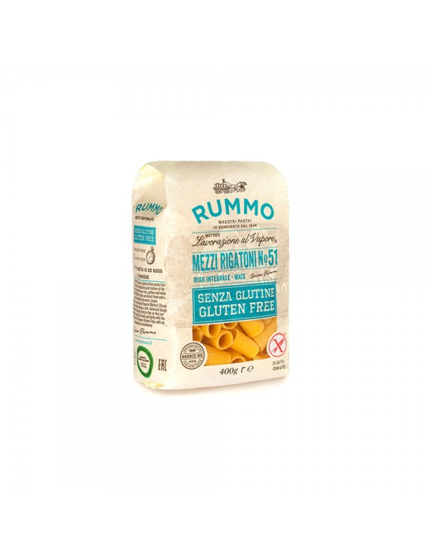 Rummo - Μακαρόνια Χωρίς γλουτένη 400gr N°051 Half Rigatoni, 540τμχ (παλέτα)